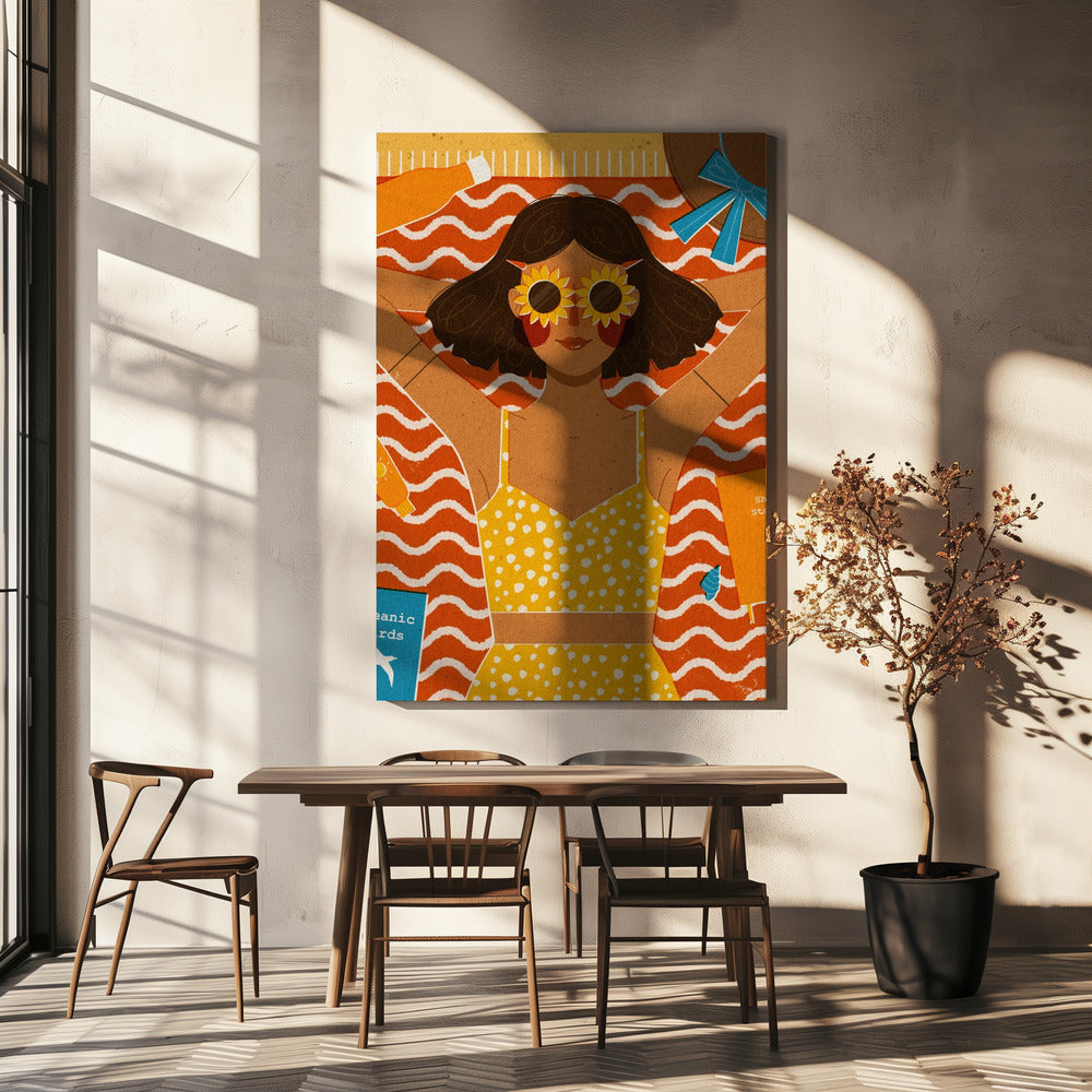 Ragazza in spiaggia | Stampe su Tela