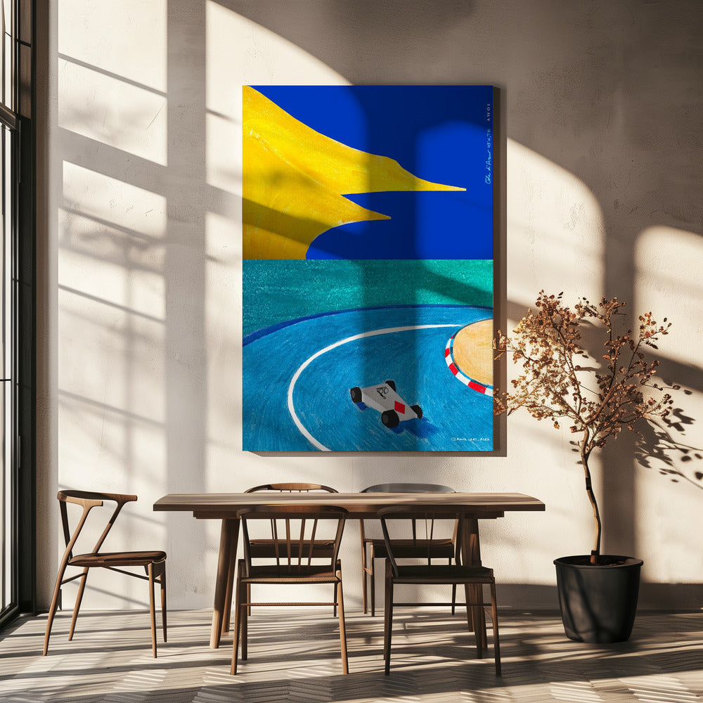 Monaco Grand Prix, Race Car On The French Riviera Overlooking The Mediterranean Sea | Canvas