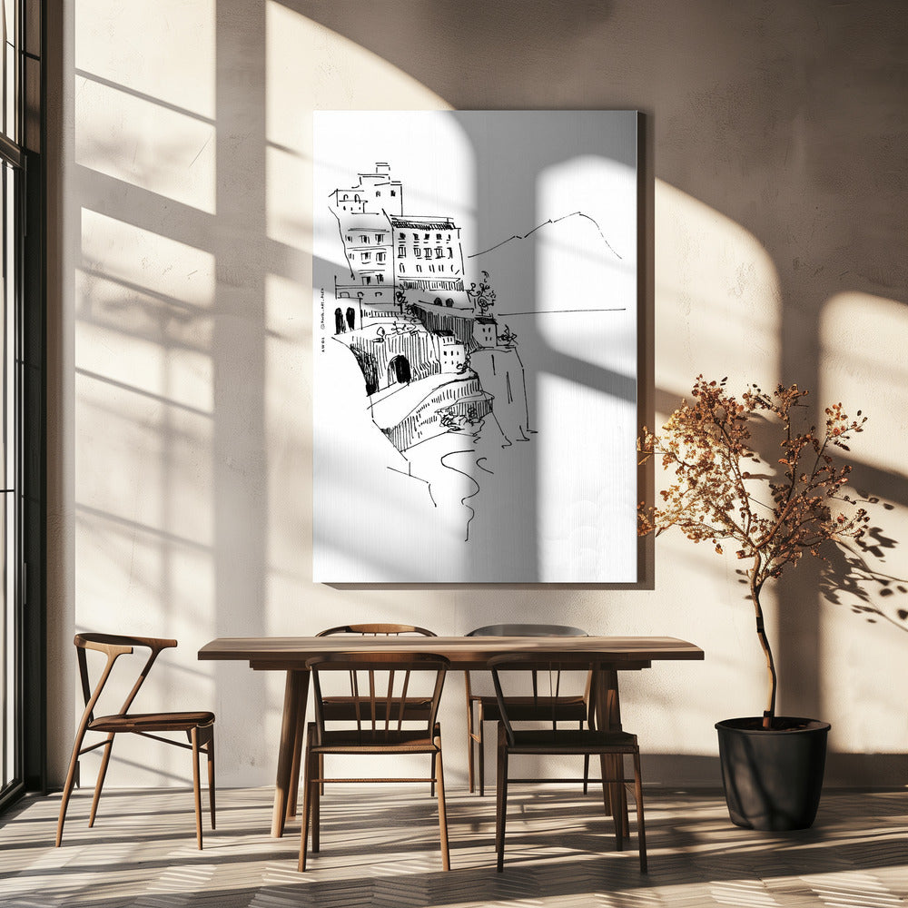 Italienische Landschaftskunst, Kleine Städte am Meer an der Amalfiküste | Leinwand-Bilder