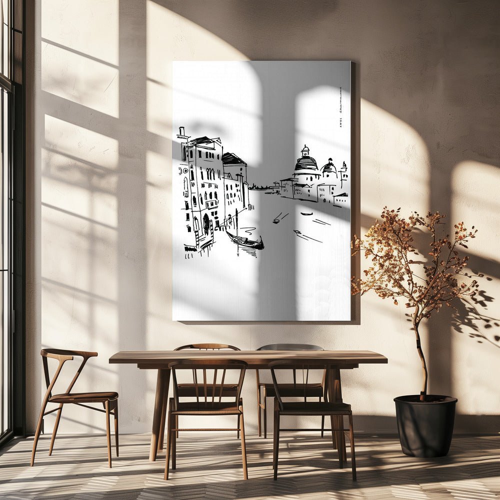 Kunstdruck von Venedig mit Gondeln und Basilika am Canal Grande, Wandkunst in Italien | Leinwand-Bilder