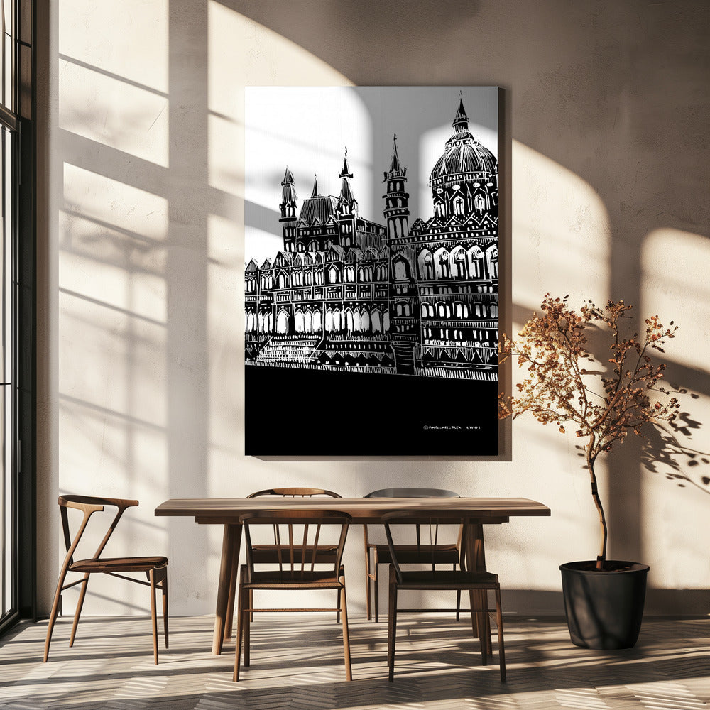 Budapest, Ungarn, Stadtkunst, Schwarz-Weiß-Architekturzeichnung | Leinwand-Bilder