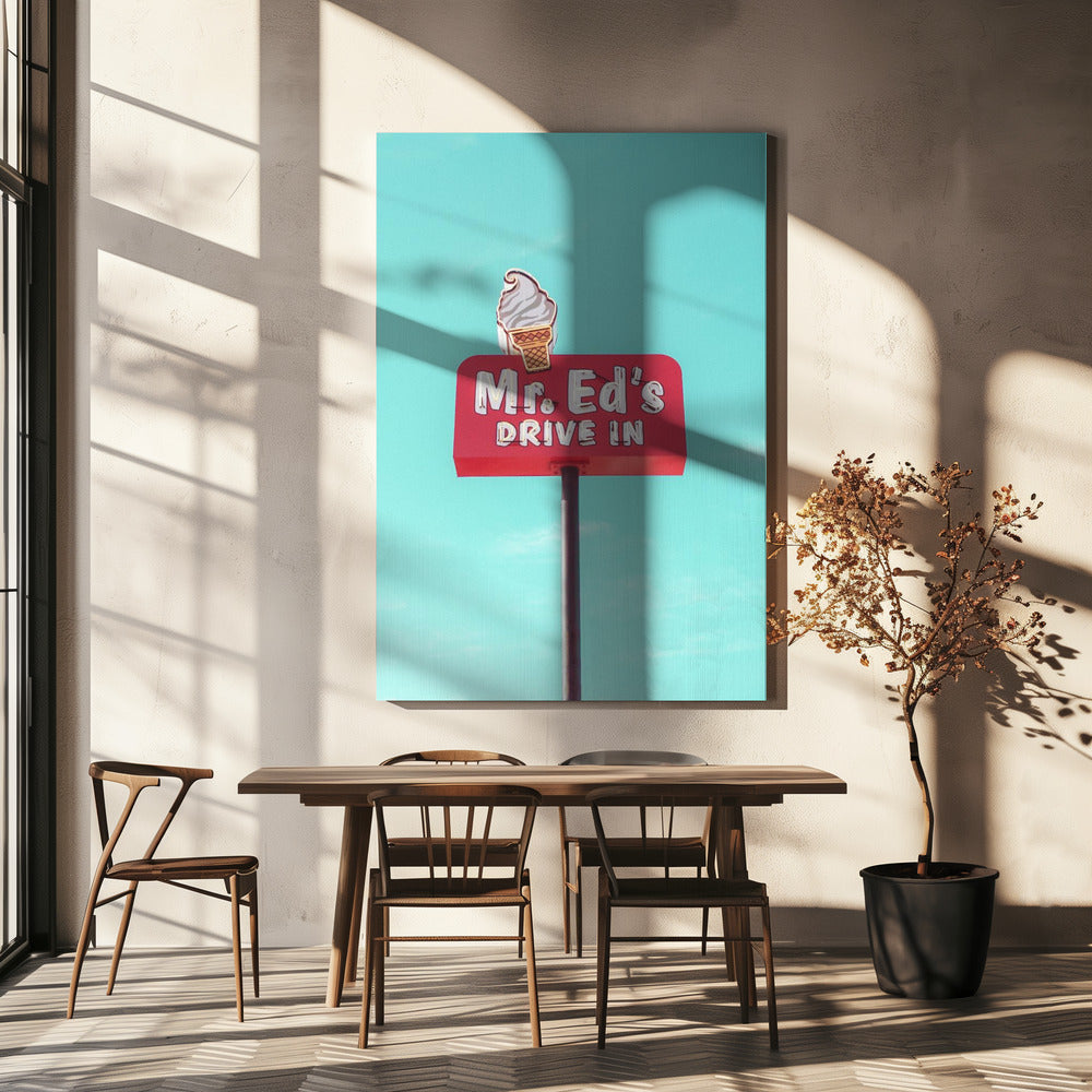Znak Vintage Mr. Ed's Drive In w Urbanie, Missouri, USA | Wydruki na łótnie
