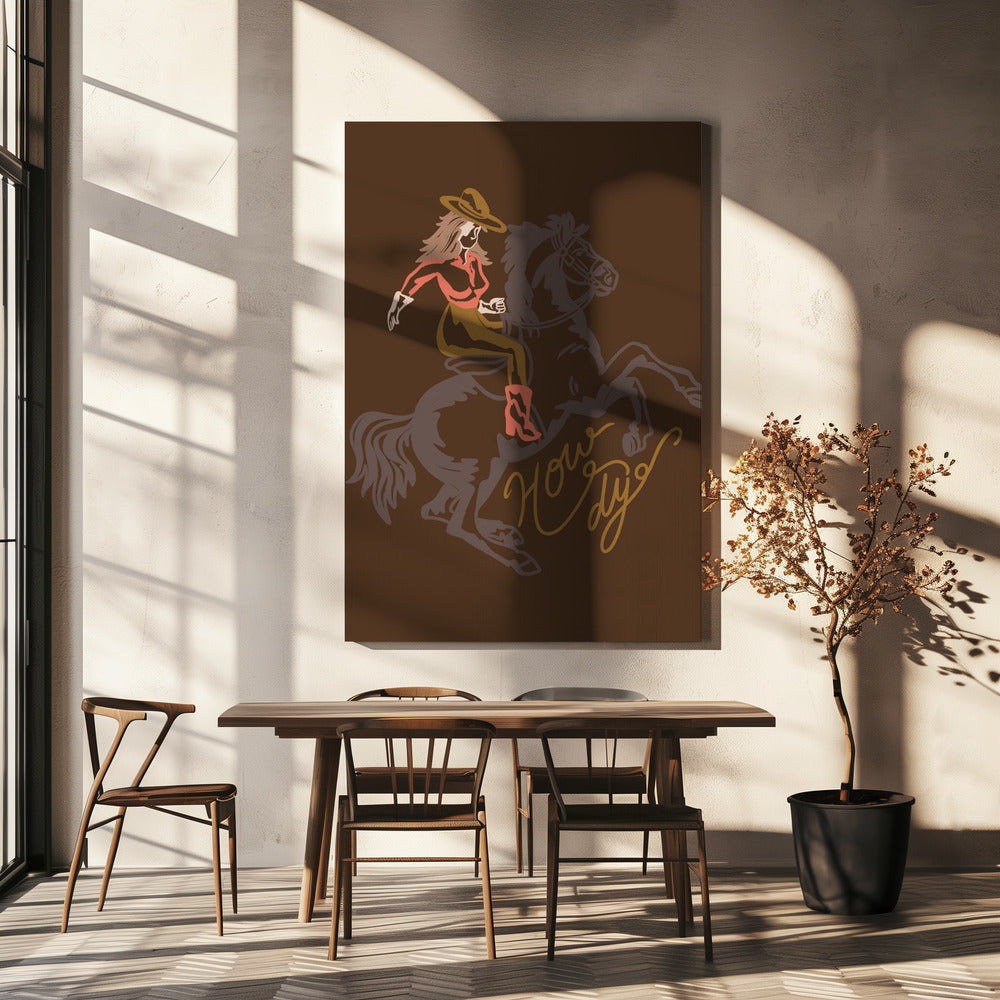 Cowgirl Riding A Rearing Horse | Canvas