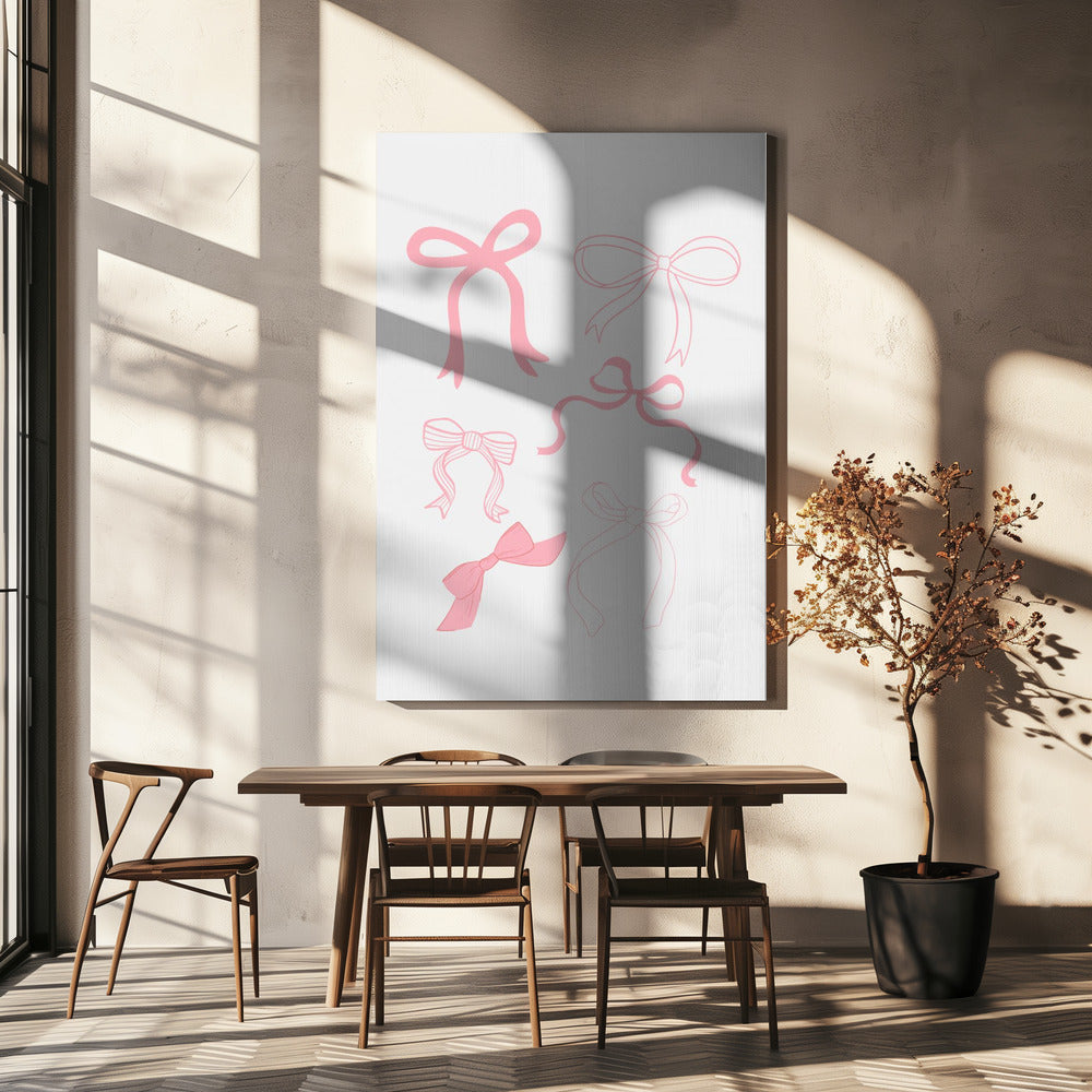 Six Pink Bows In Various Styles | Canvas