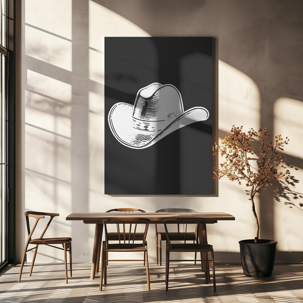 Czarny kowbojski kapelusz | Wydruki na łótnie