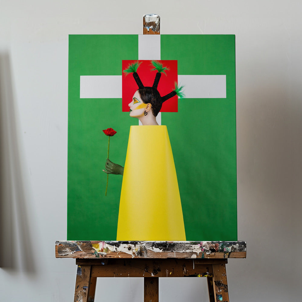 Mädchen mit Palmen auf dem Kopf | Leinwand-Bilder