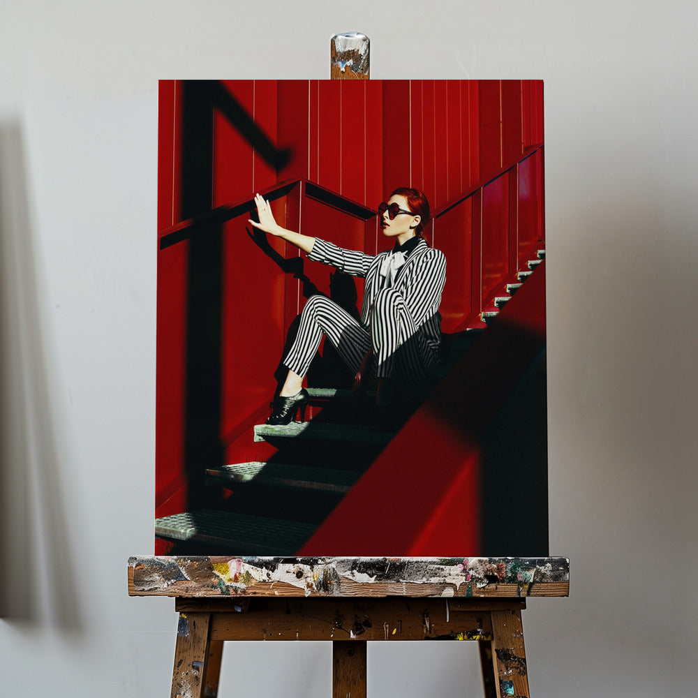 Røde Trapperytmer | Lærredsbilleder