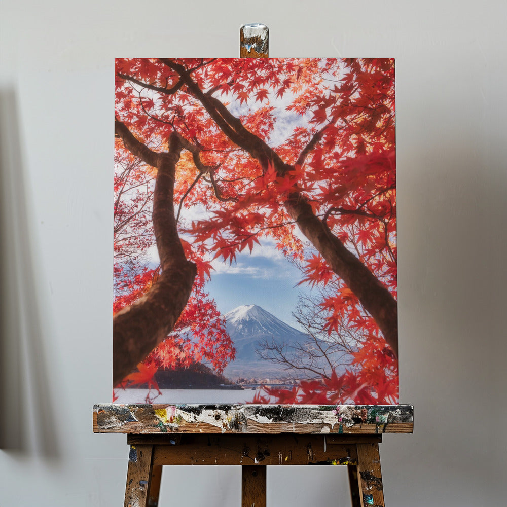 Góra Fuji w jesiennych liściach | Wydruki na łótnie