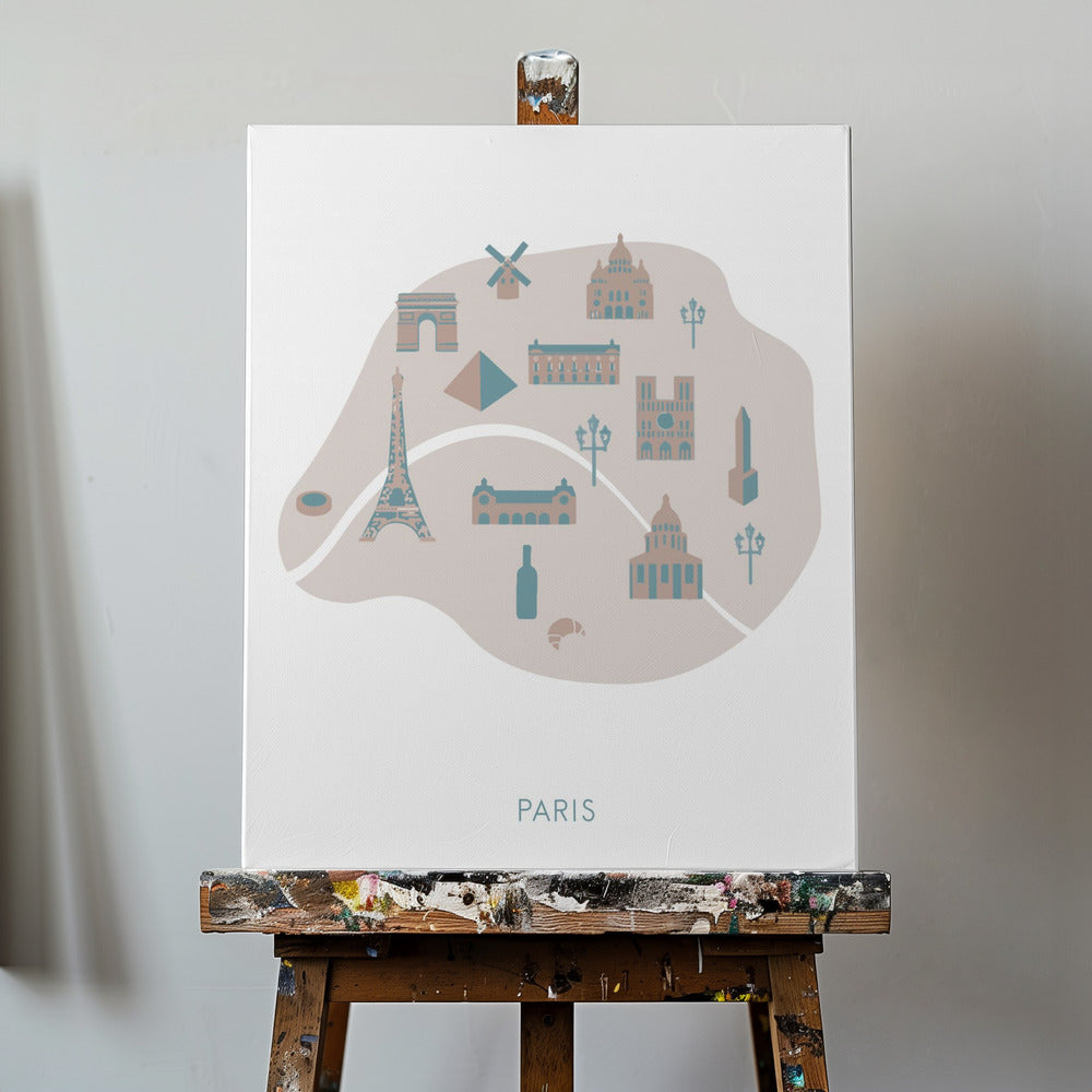 Pariser Karte | Leinwand-Bilder