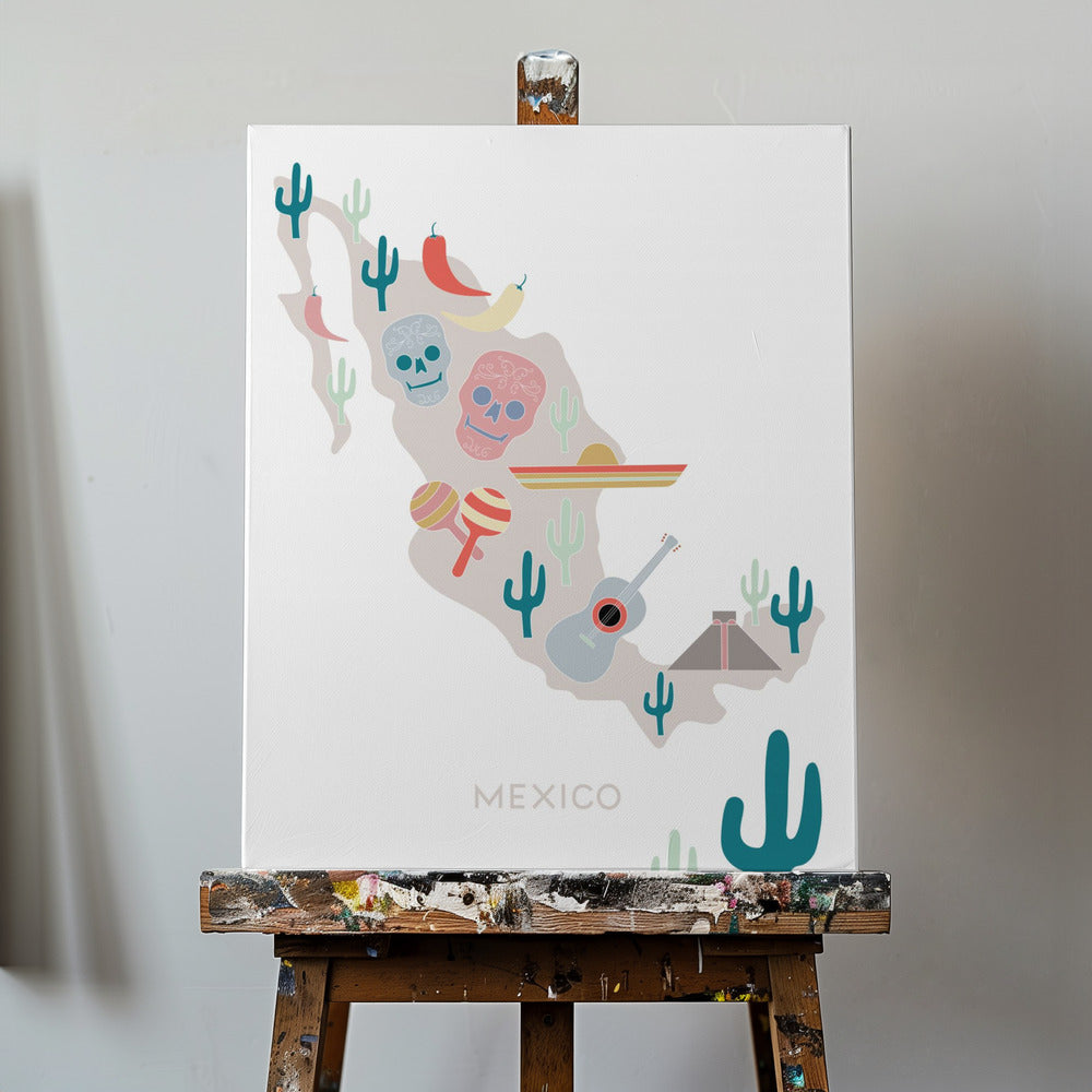 Mexiko Karte Nr. 1 | Leinwand-Bilder