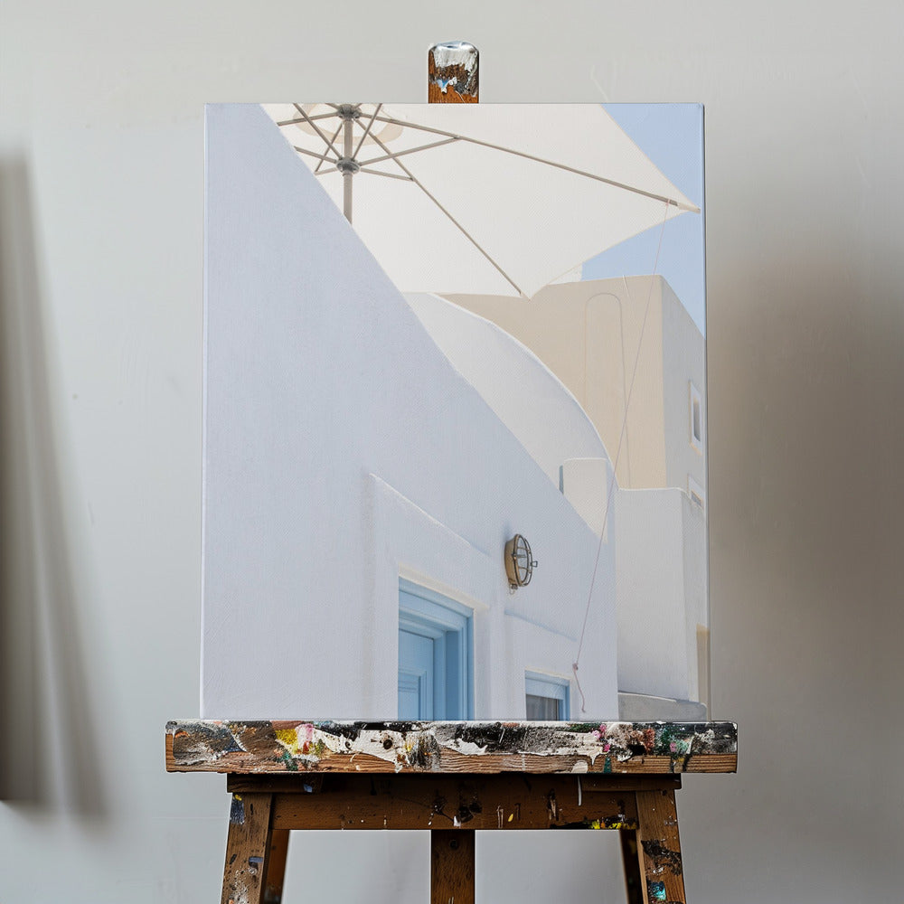 osłona przeciwsłoneczna i niebieskie drzwi | Wydruki na łótnie