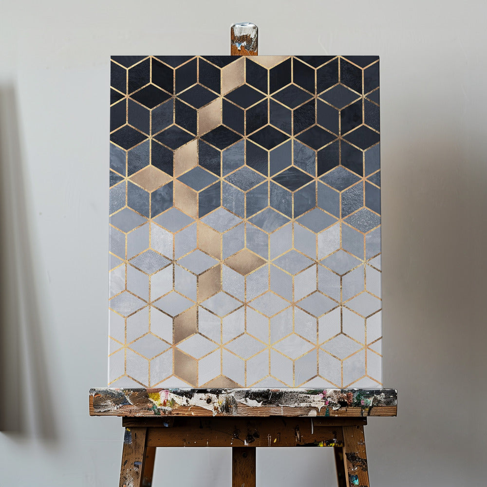 Weiche blaue Farbverlaufswürfel | Leinwand-Bilder