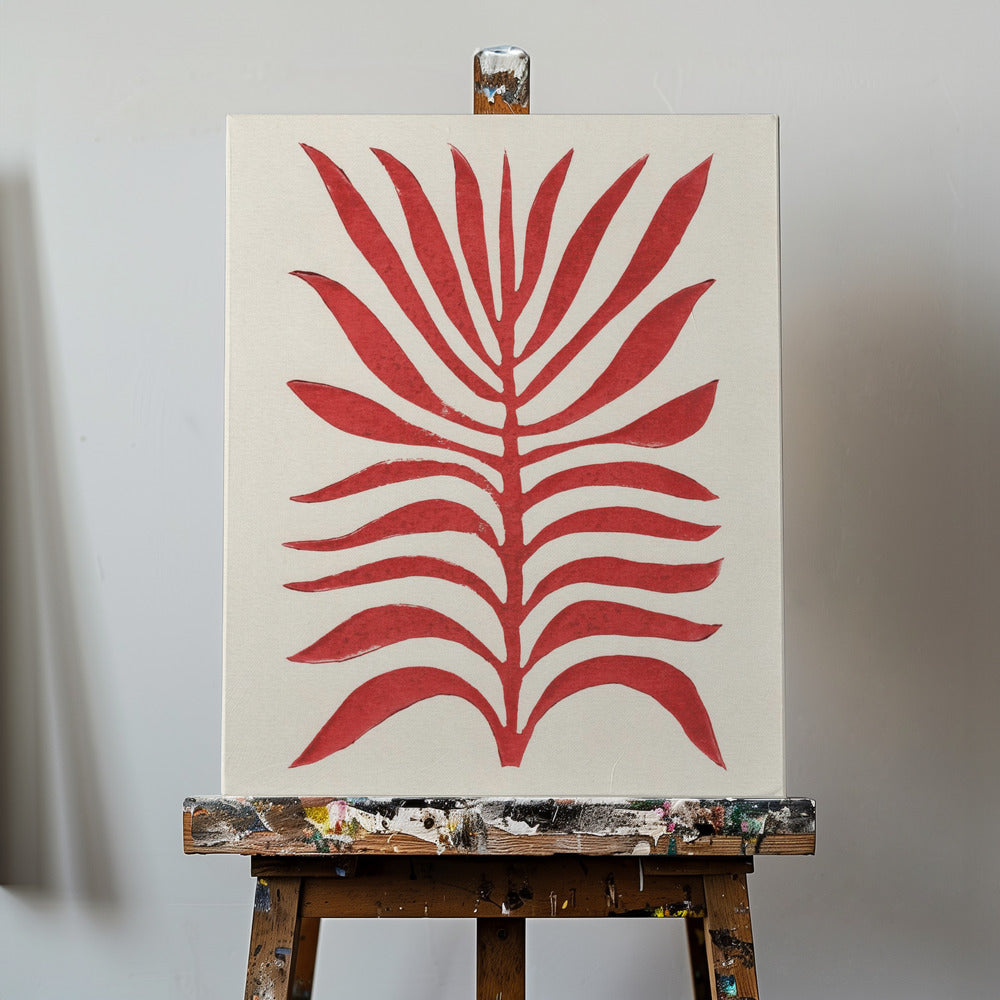 Roter Zweig / Linoldruck | Leinwand-Bilder