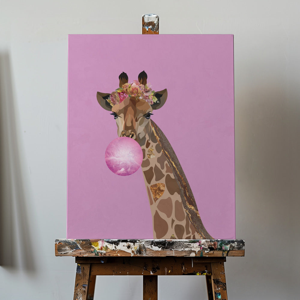 Kirahvi vaaleanpunainen purukumi | Canvastaulut