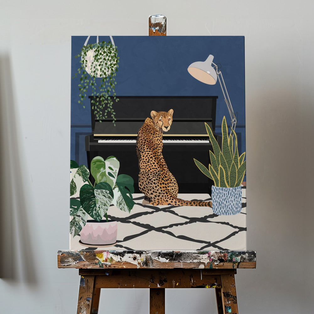 Cheetah speelt piano | Canvasprints