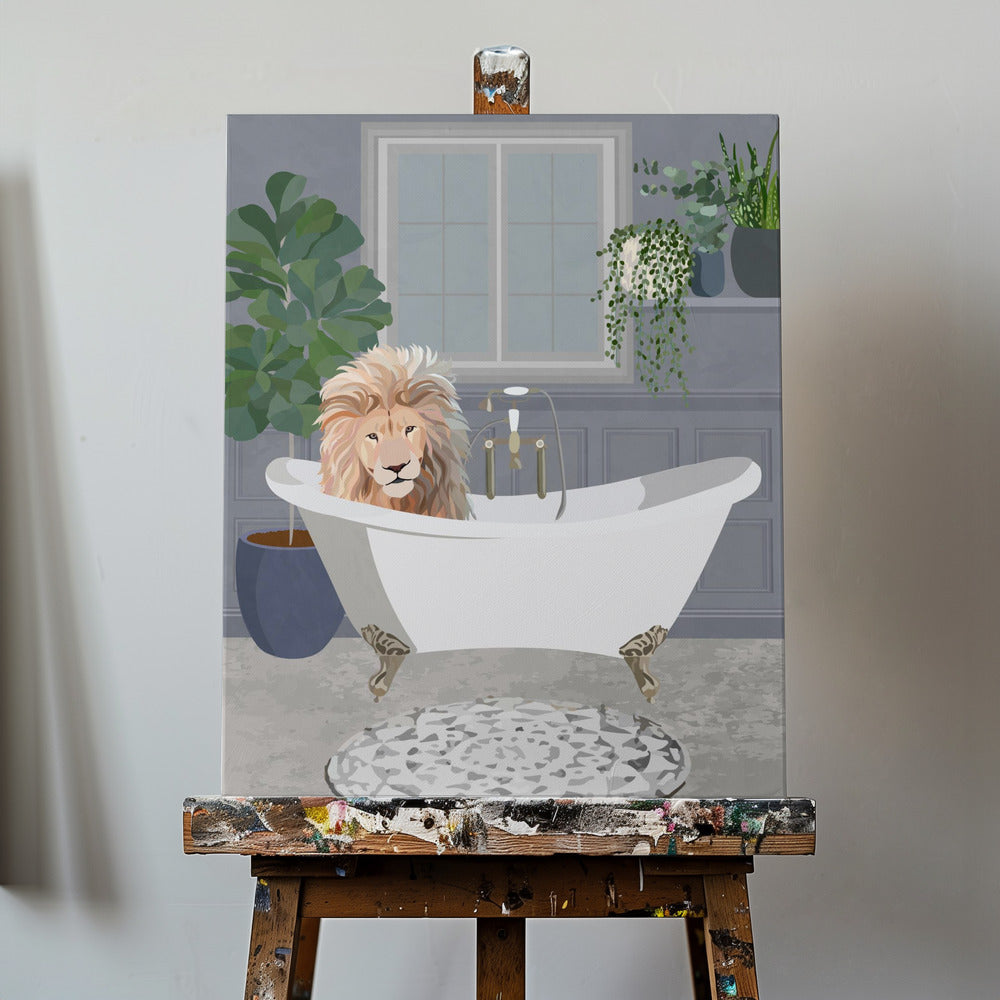 Leijona kylpee | Canvastaulut