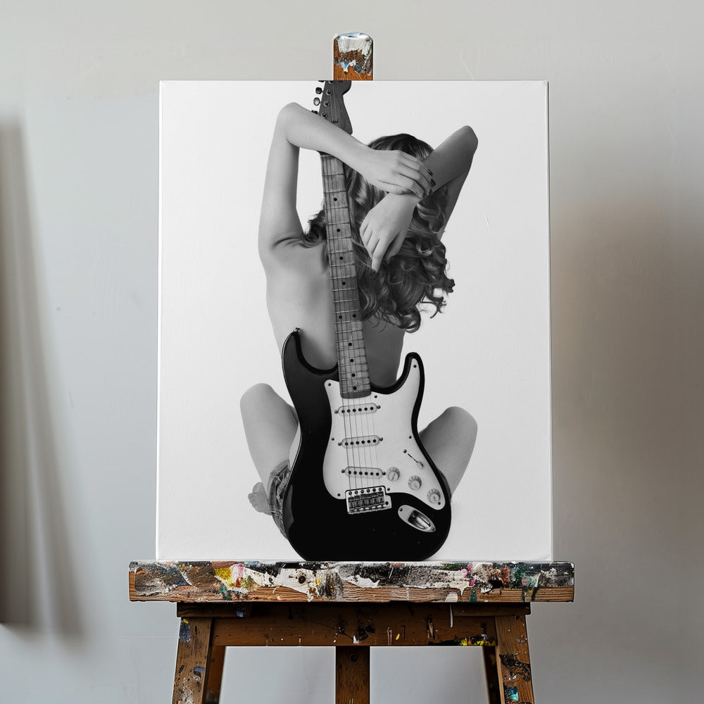 La dama y la stratocaster | Impresiones en Lienzo