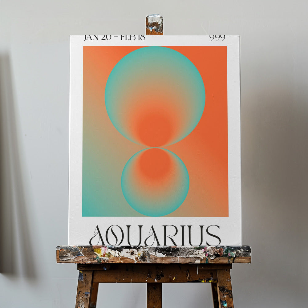 Liukuvärjätyt ympyrät korallin ja sinivihreän sävyissä | Canvastaulut