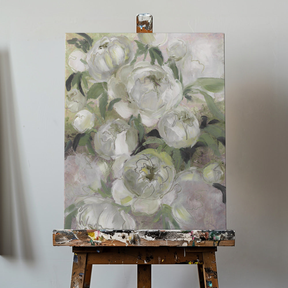 Traurige, malerische Blumen in Grün | Leinwand-Bilder