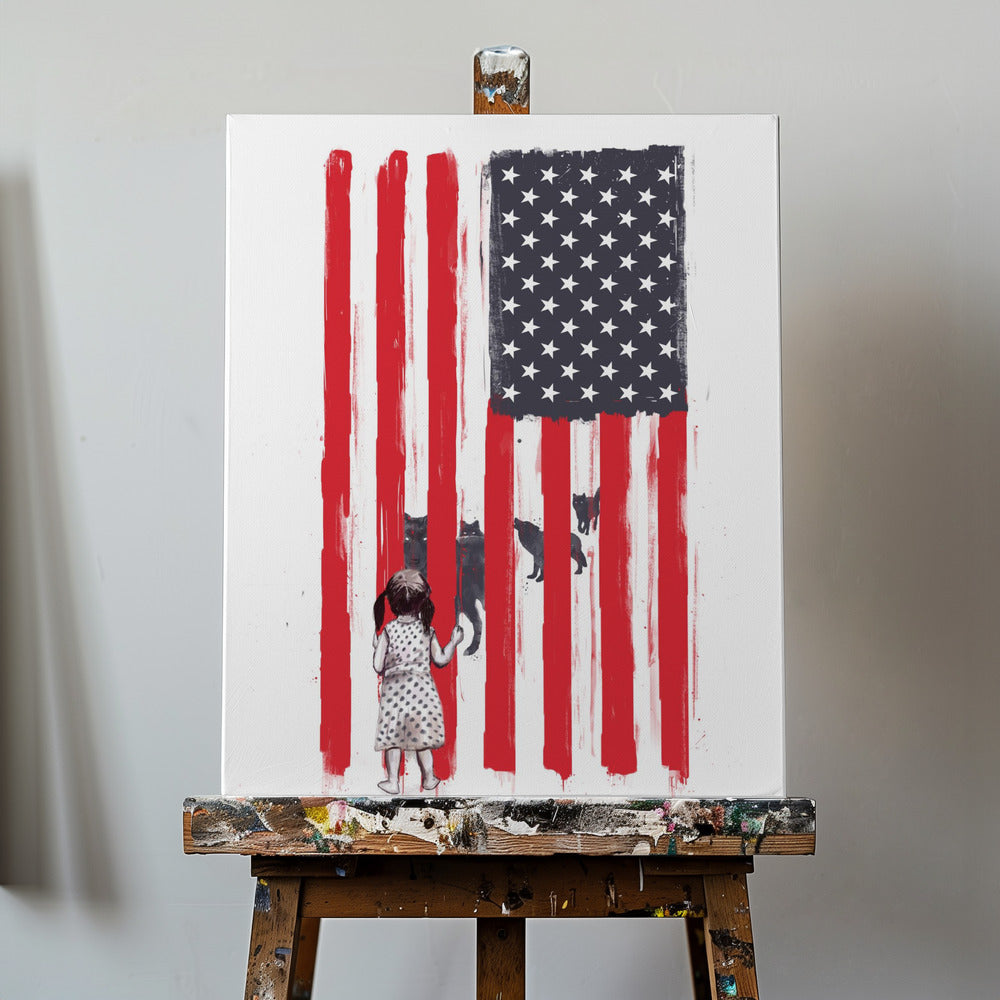 Mała dziewczynka i wilki | Wydruki na łótnie