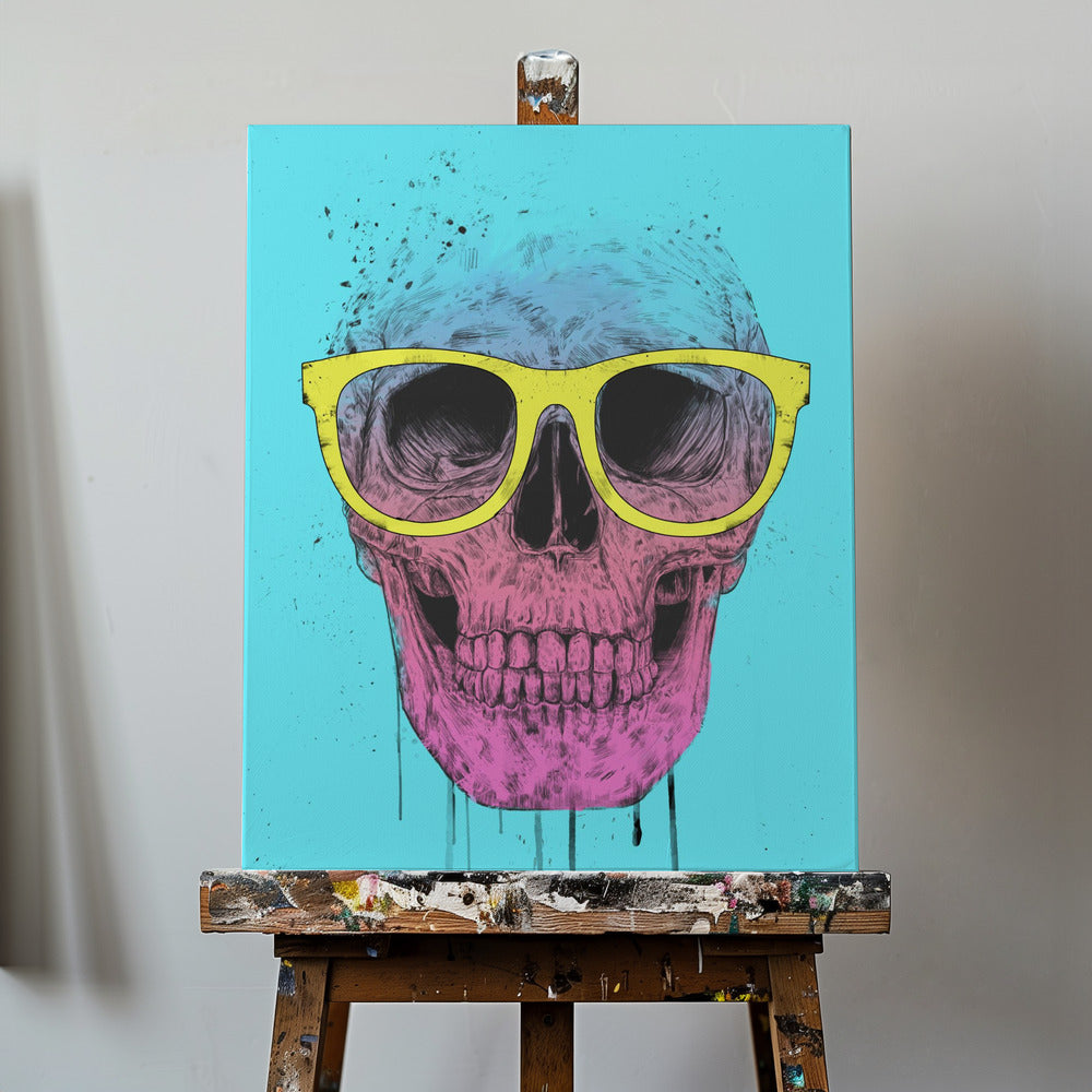 Pop-Art-Totenkopf mit Brille | Leinwand-Bilder
