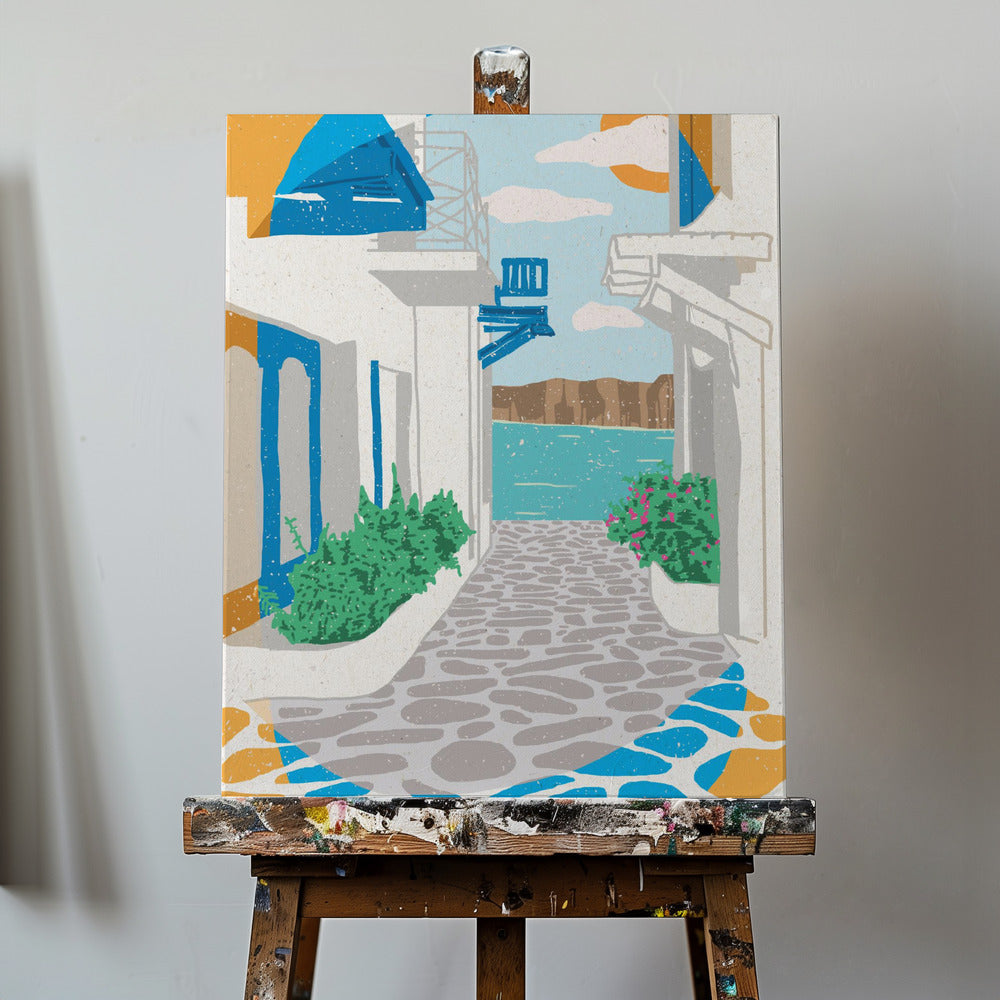 En gade i Grækenland | Lærredsbilleder