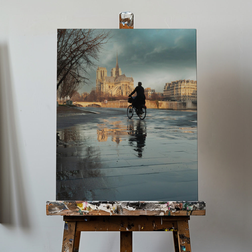 Notre Dame ja pyöräilijä | Canvastaulut