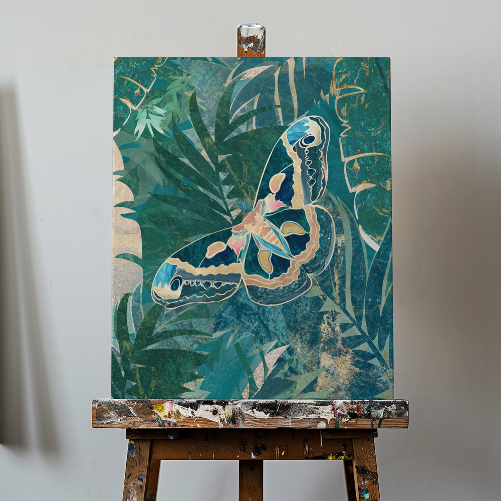 Moth in the tropical leaves | Canvas
