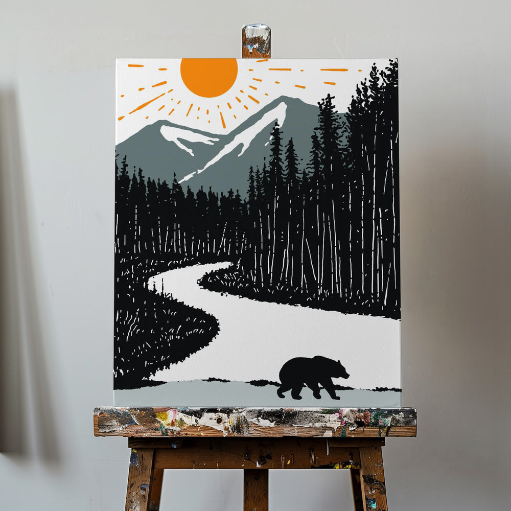 Karhu joen rannalla | Canvastaulut