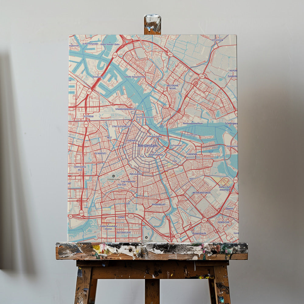 Retro Map Amsterdam | Canvas