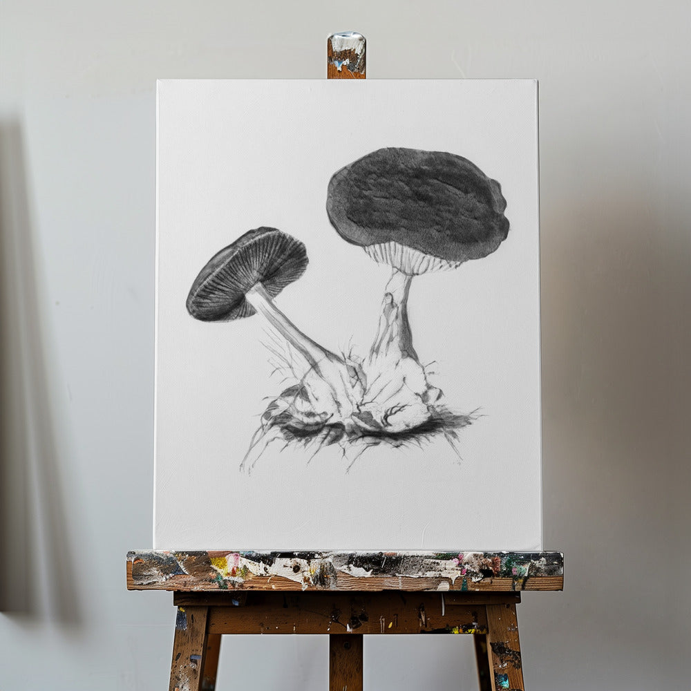Vintage Violet Webcap Mushroom Bright BW | Canvas