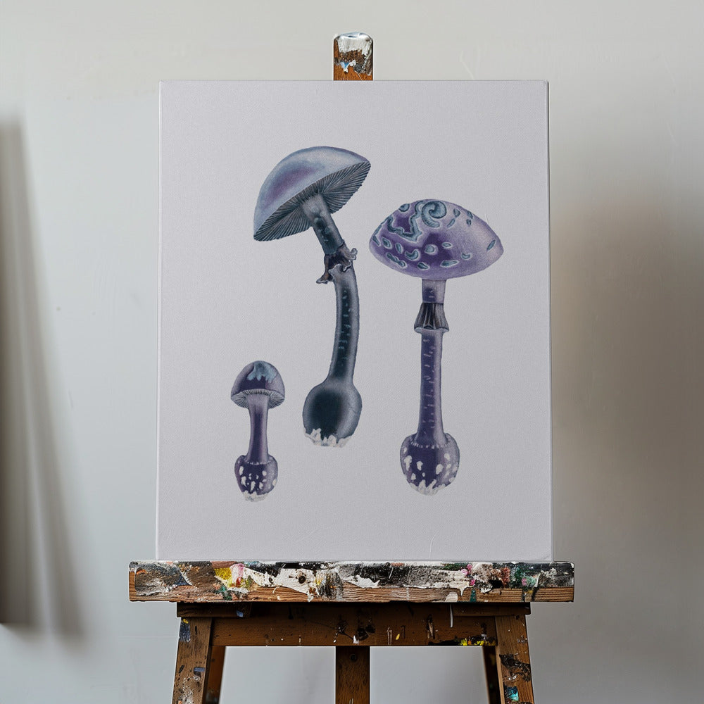 Punakärpässieni (Amanita Muscaria) Valkoinen tausta violetti | Canvastaulut