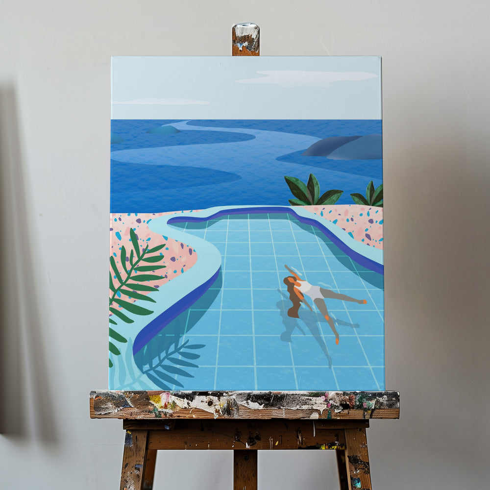 Girl in Pool | Canvas