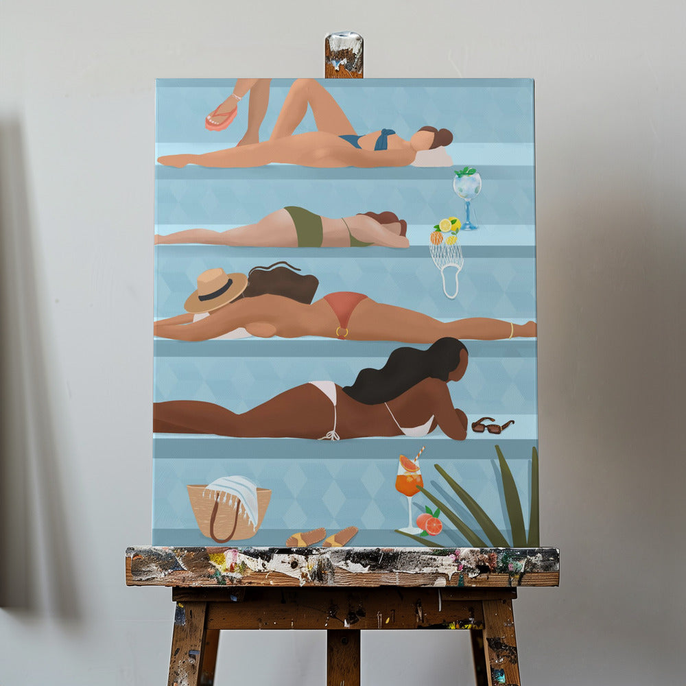 Panie przy basenie | Wydruki na łótnie
