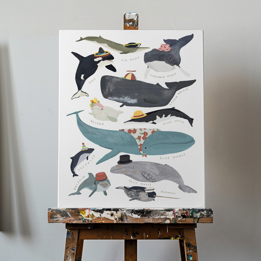 Whales In Hats | Canvas