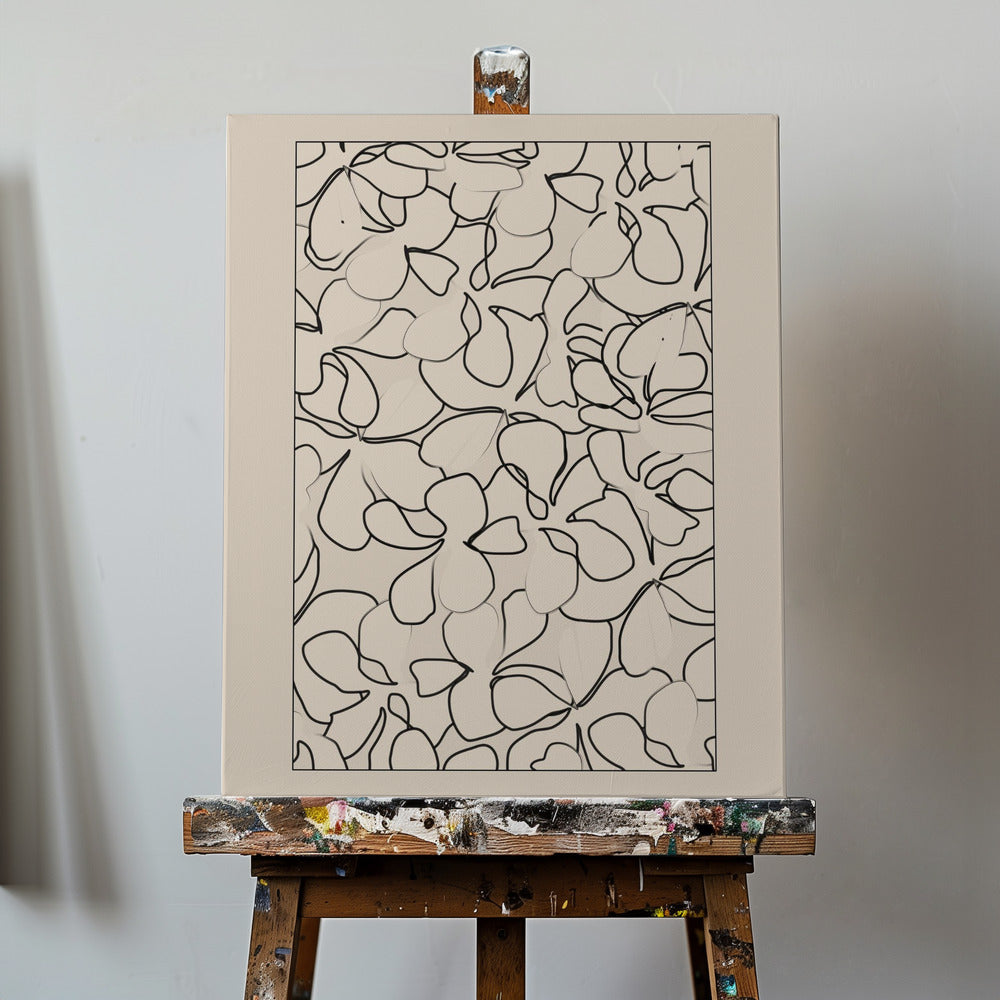 Nahtloses Muster aus umrissenen Blumen | Leinwand-Bilder