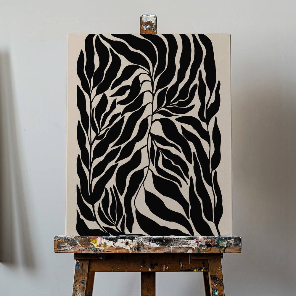 Schwarze Blattsilhouetten | Leinwand-Bilder