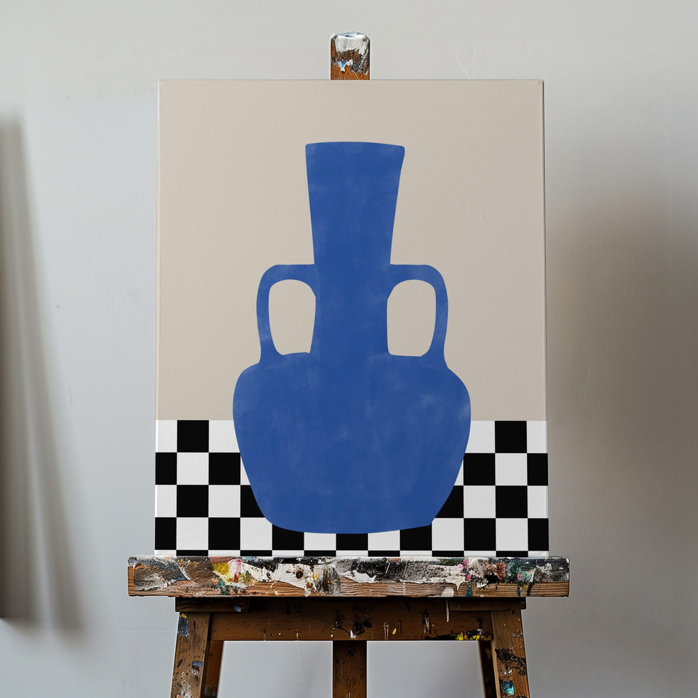Azurblaues Vase-Schachbrett | Leinwand-Bilder