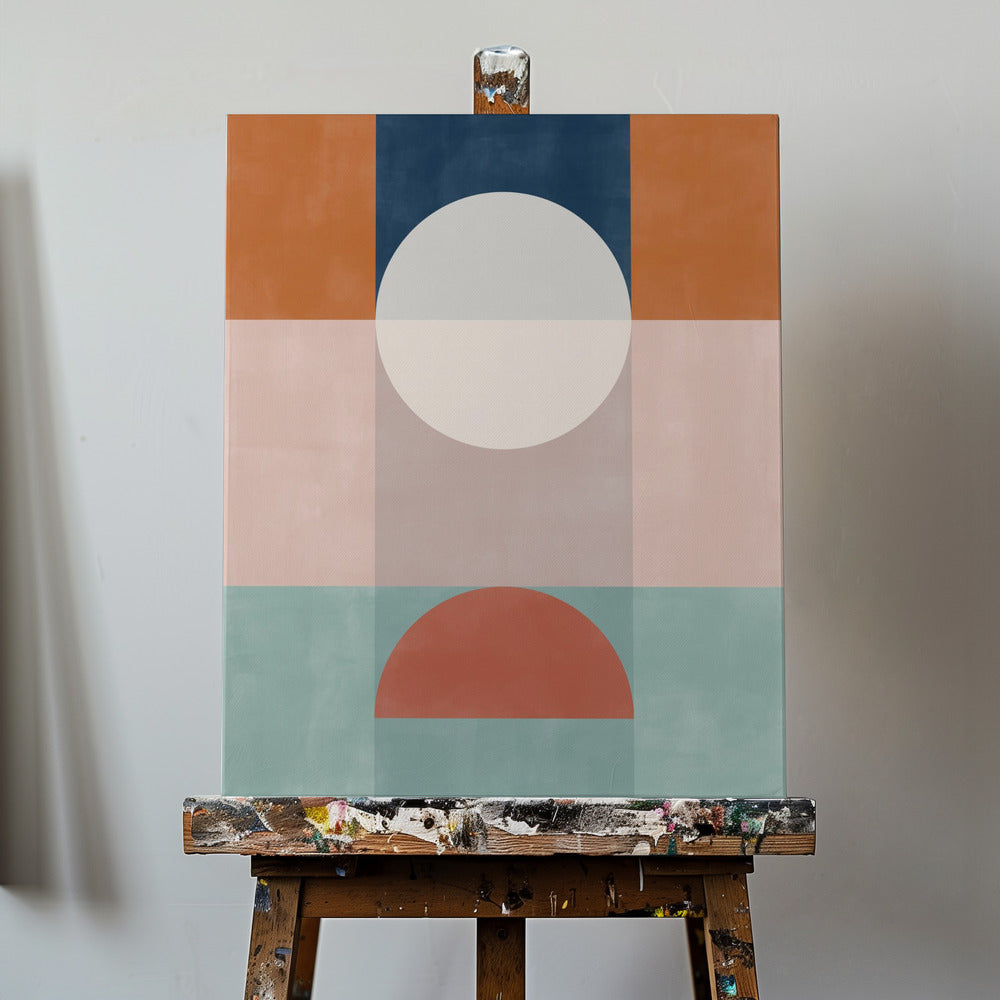 Abstrakti geometrinen taideteos maanläheisillä sävyillä | Canvastaulut