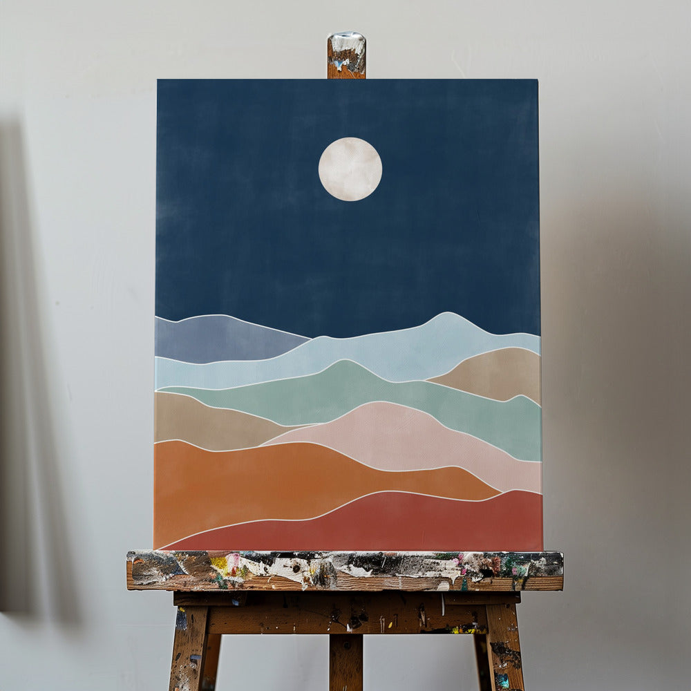 Kuutamoinen kukkulamaisema | Canvastaulut
