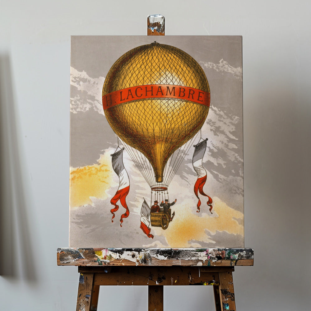 Ilmapallo, jossa on kaksi korissa ratsastavaa miestä 1880 | Canvastaulut