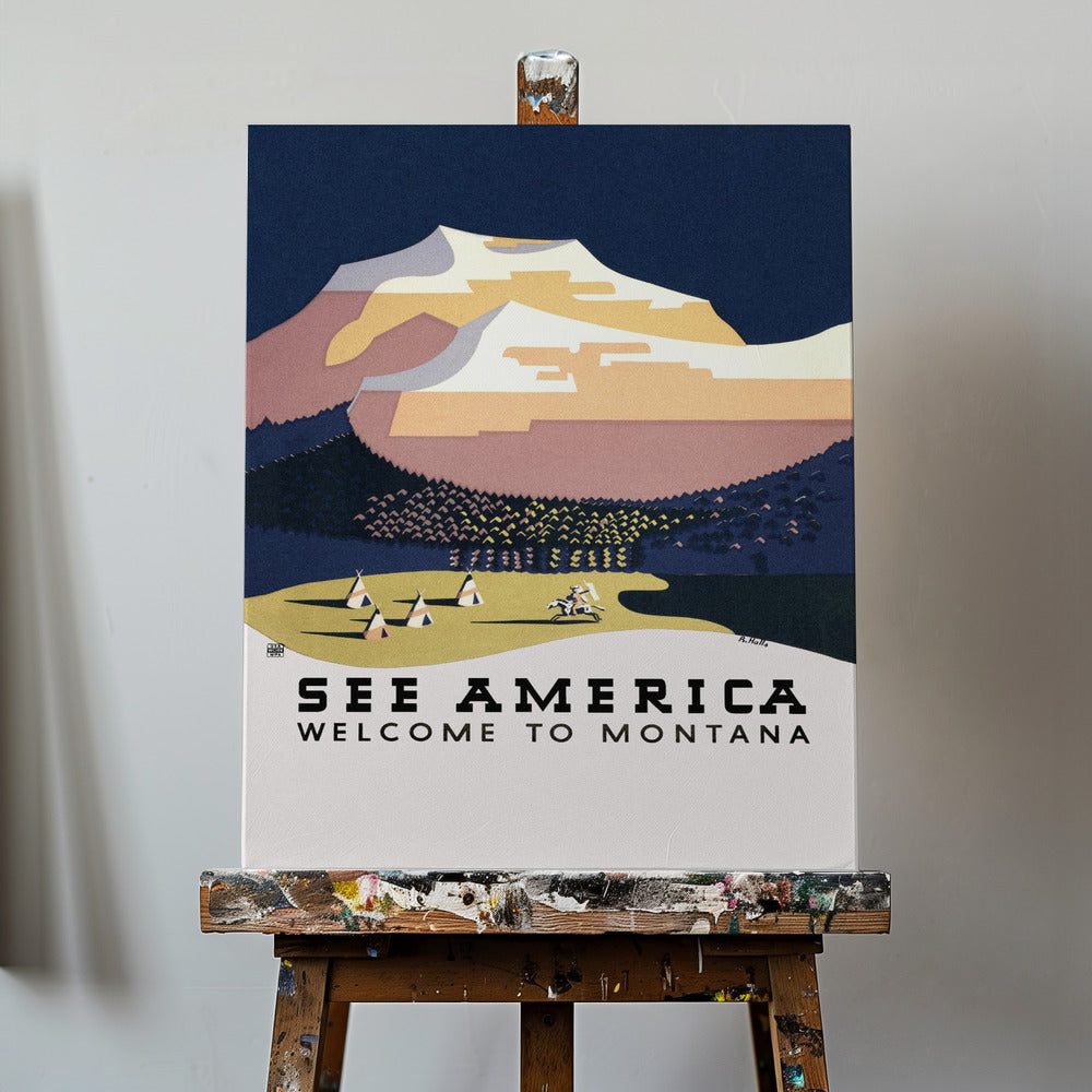 Zobacz Amerykę. Witamy w Montanie (1936) Podróż Plakaty - Wydruki Artystyczne Przez Richard Halls | Wydruki na łótnie