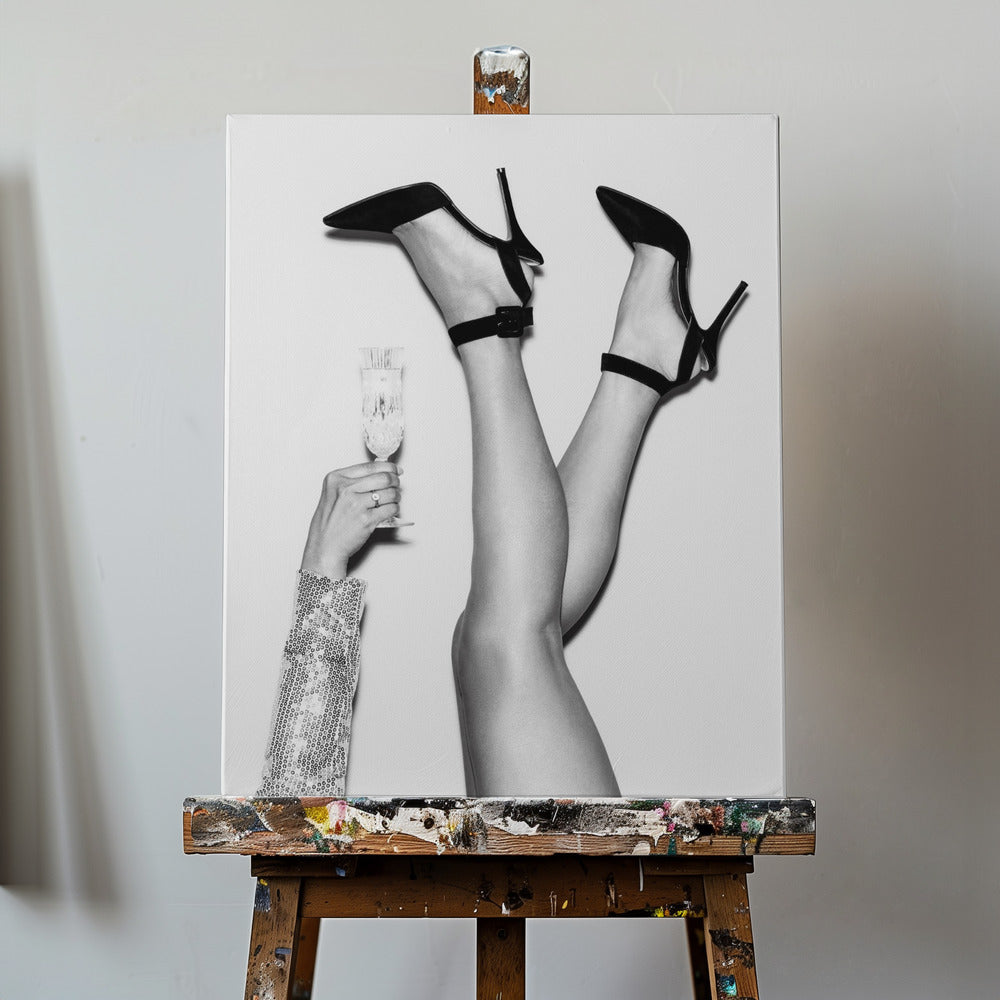 Samppanjalat mustavalkoinen | Canvastaulut