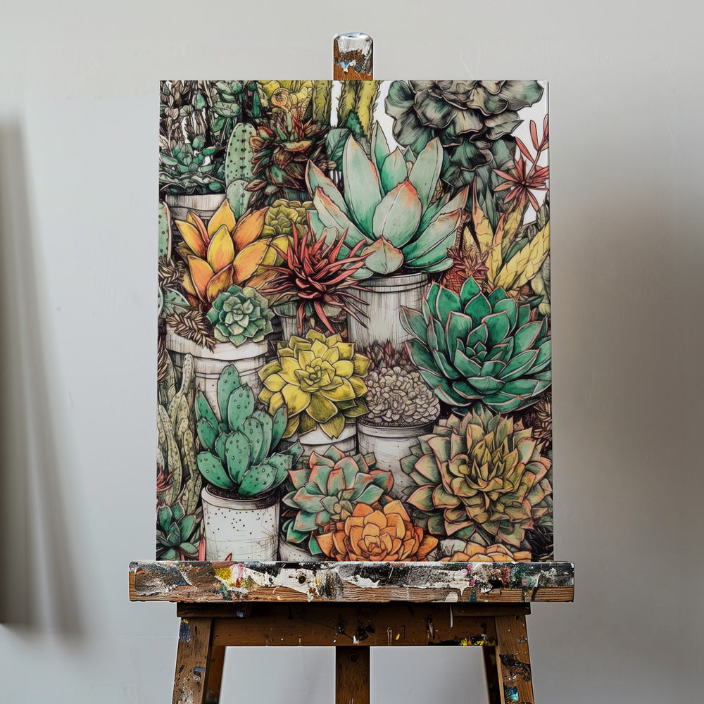 Succulents and cactus 12 POTTED FLORALS | Canvas