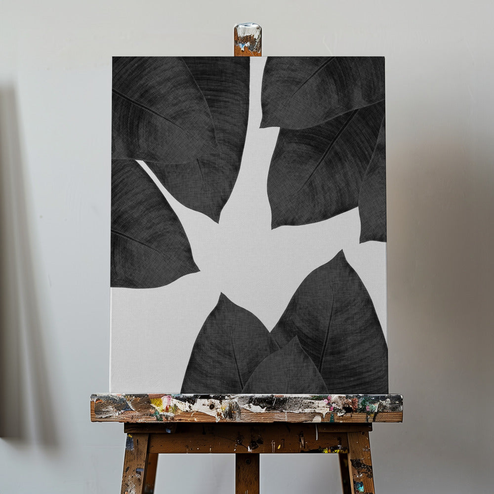 Banana Leaf Black & White I | Canvas