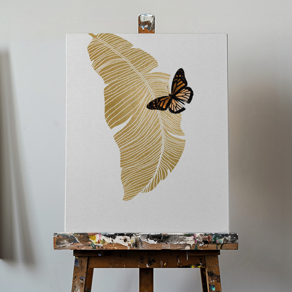 Farfalla e foglia di palma | Stampe su Tela