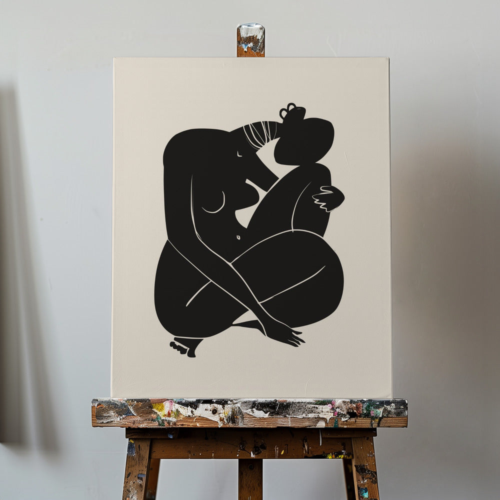 Bebé rizo africano desnudo en negro | Impresiones en Lienzo