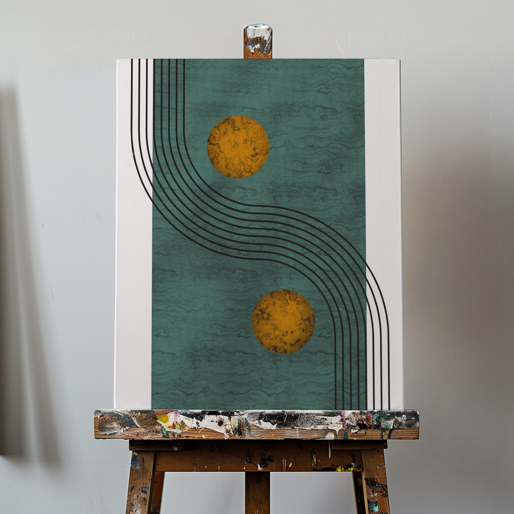 Mármol aguamarina con esfera dorada | Impresiones en Lienzo