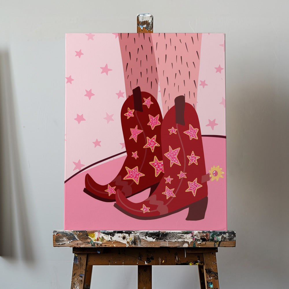 Tähtivalossa valaistut saappaat | Canvastaulut