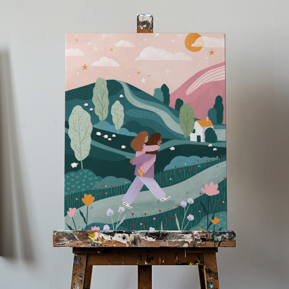 Äiti-tytär Maaseutukävely | Canvastaulut